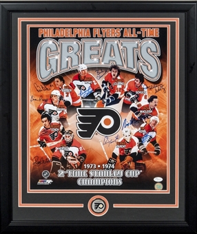 Philadelphia Flyers All Time Greats Signed and Framed Photo with MacLeish, Clarke and Parent (JSA)